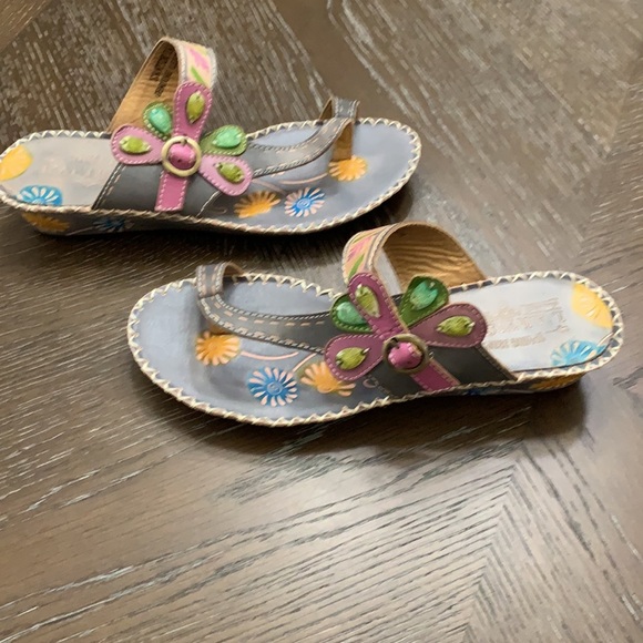 Spring Step L’Artiste gray leather toe loop sandal Size 38 /8.5 - Picture 5 of 17